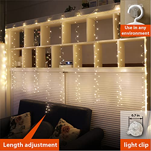2 Pack 300 LED Curtain Fairy Lights with Remote, Warm White S292388