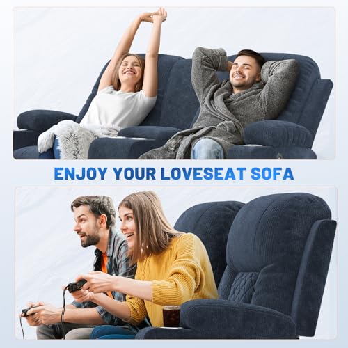 Grey Fabric Reclining Loveseat Sofa with Storage Console E69310
