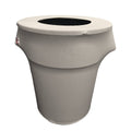 Stretch Spandex Trash Can Cover 55 Gal Round Light Gray I874998