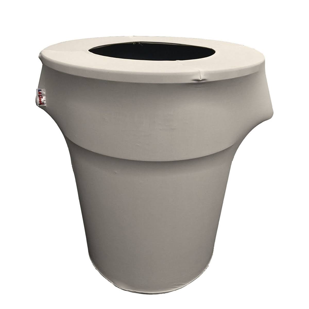 Stretch Spandex Trash Can Cover 55 Gal Round Light Gray I874998