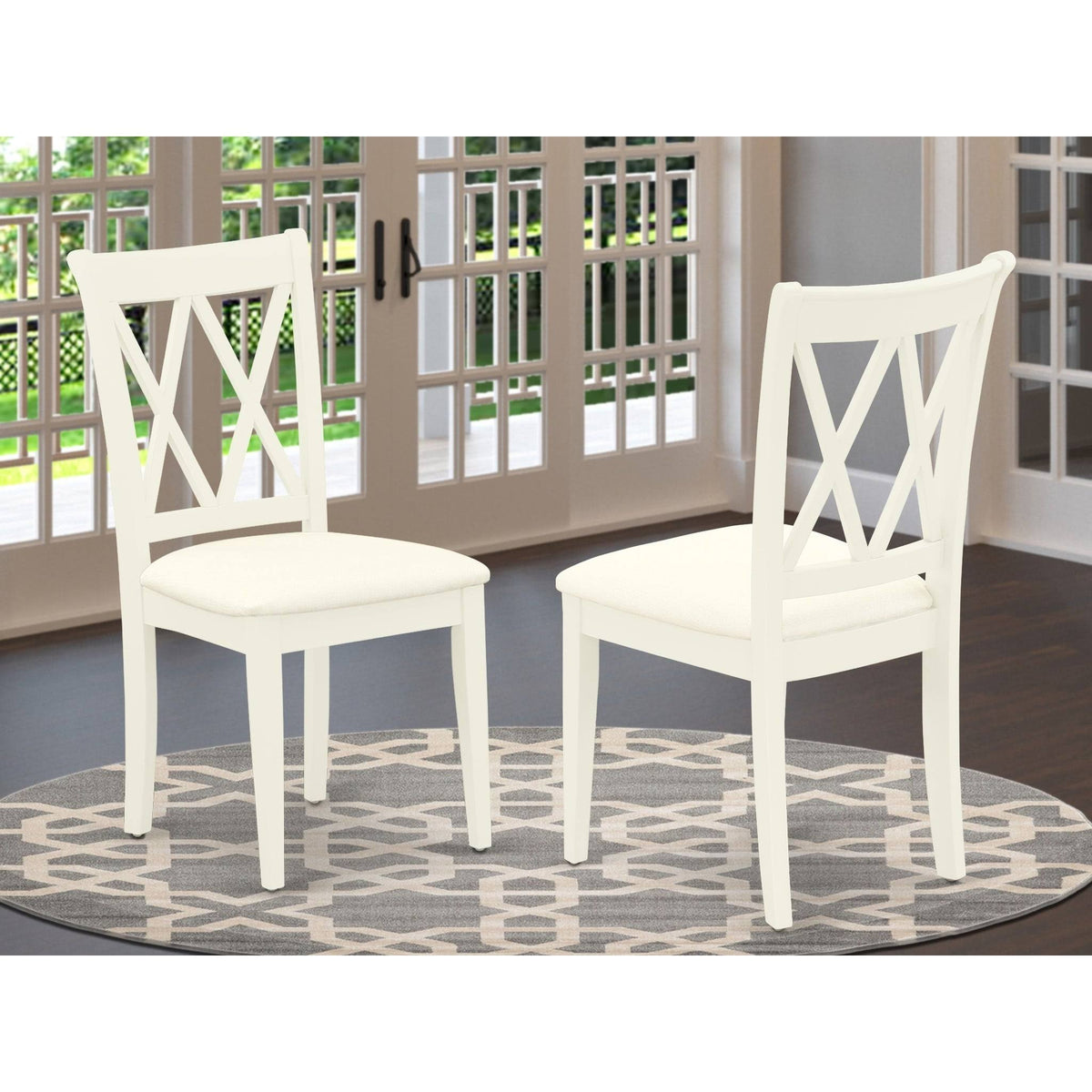 Set of 2 Linen White Fabric Upholstered Chairs S3635