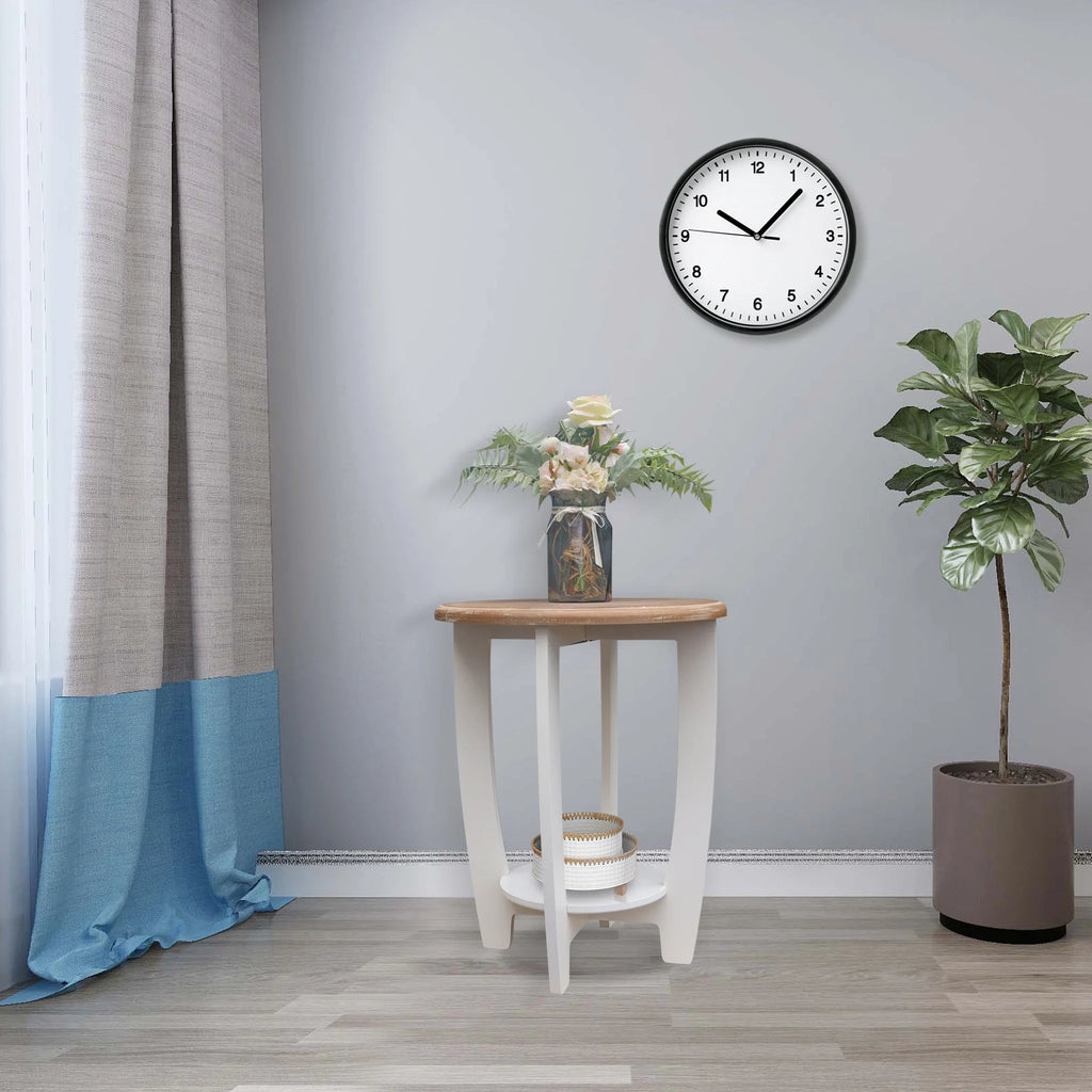 2 Tiers Wooden Round End Table L29596