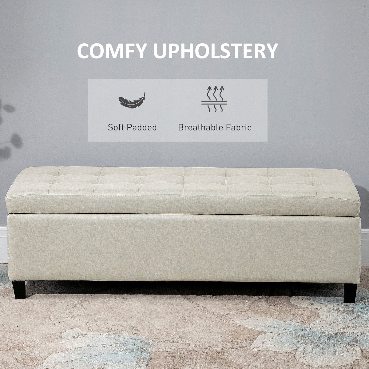 51" Tufted Linen Fabric Storage Bench S963