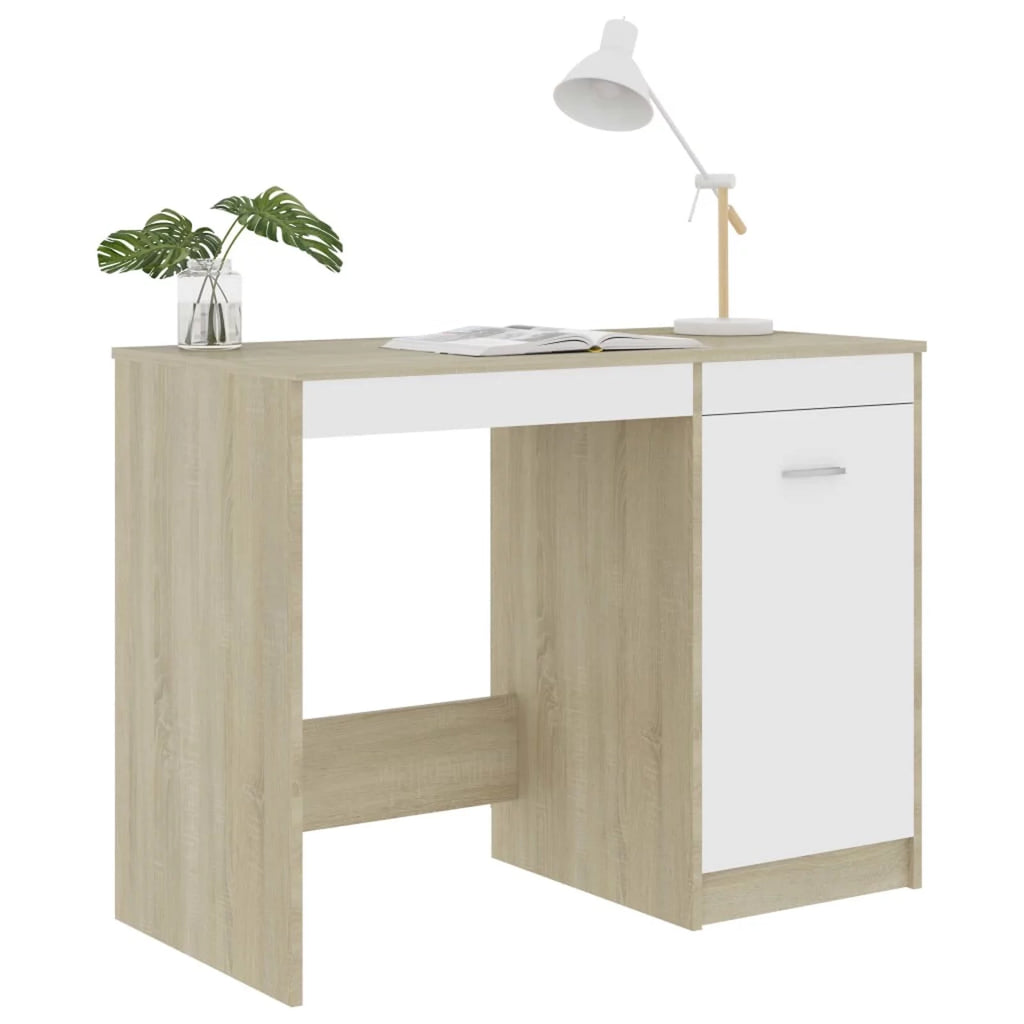 White Computer Desk with Storage Cabinet A9989