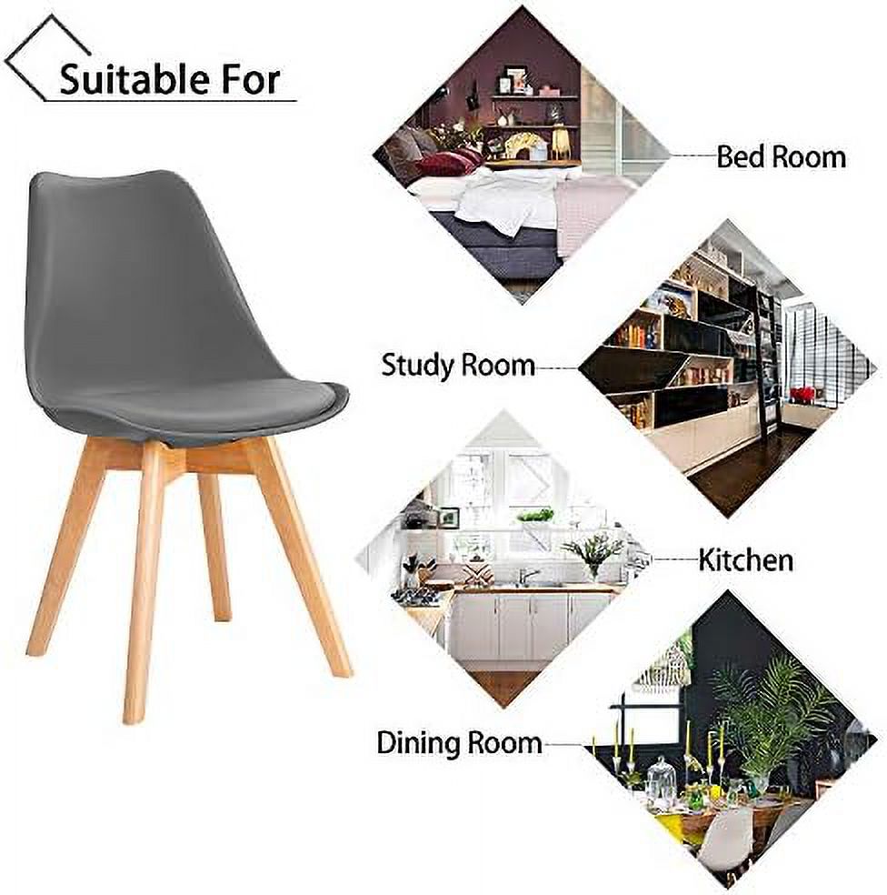 Upholstered Side Dining Chairs with Wood Leg and Soft Padded Cushion W723909