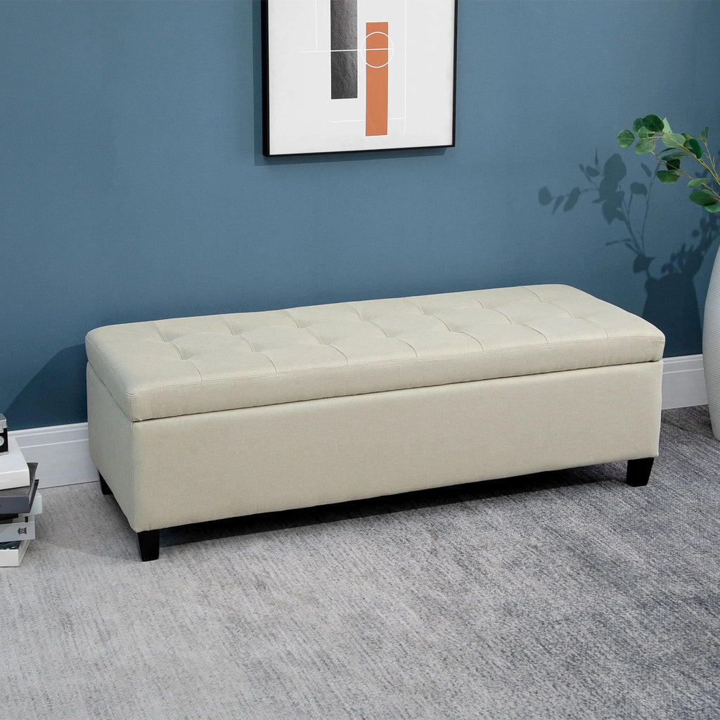 51" Tufted Linen Fabric Storage Bench S963