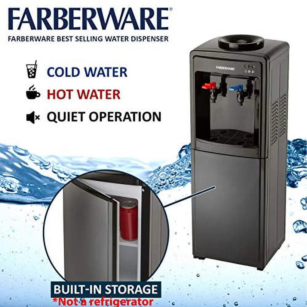 Black Freestanding Hot and Cold Water Cooler Dispenser V52835