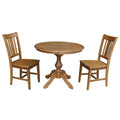 Pecan Round Top Pedestal Table with 2 Chairs N6008