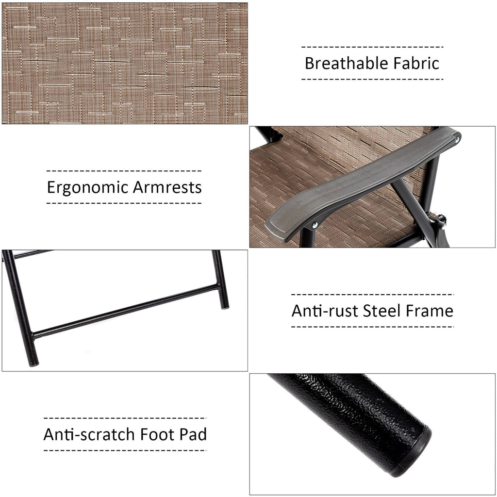 4 Piece Brown Outdoor Folding Chair with Armrest F793