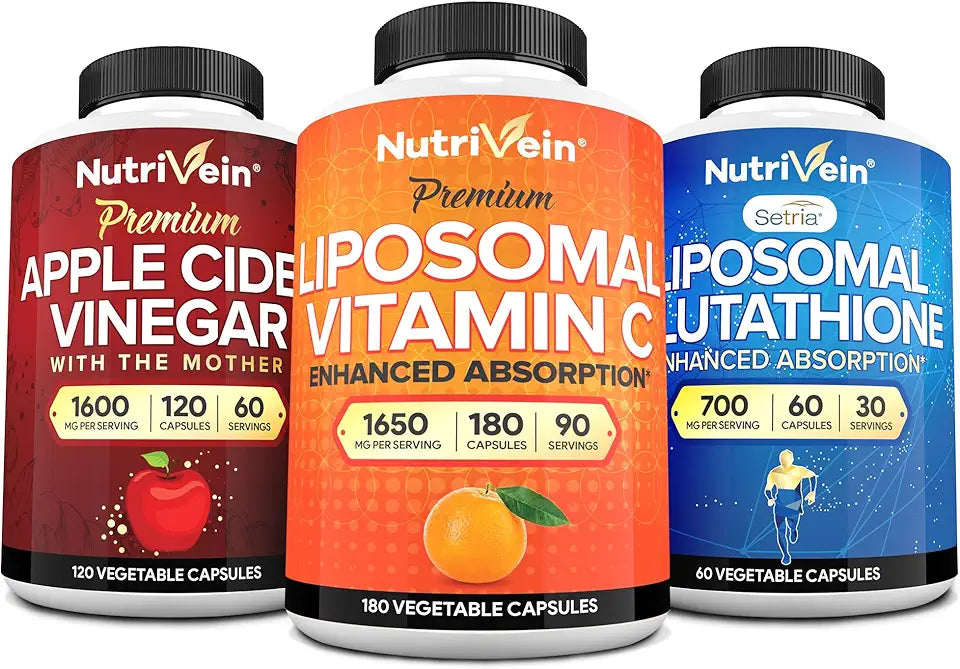 Glutathione, Apple Cider Vinegar & Vitamin C Capsules Bundle C553