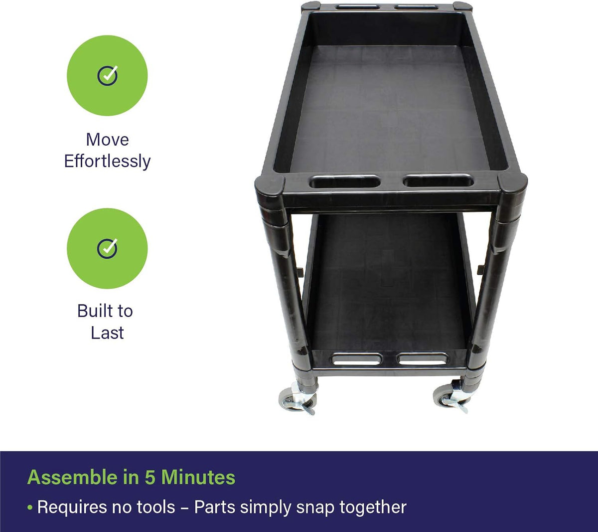 Plastic Utility Rolling Cart with Shelves M414517