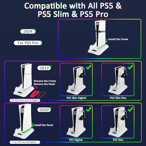 PS5 Stand and Cooling Station with LED Controller Charging Station, Cooling Fan, Headset Holder, 3 USB Hubs I37861