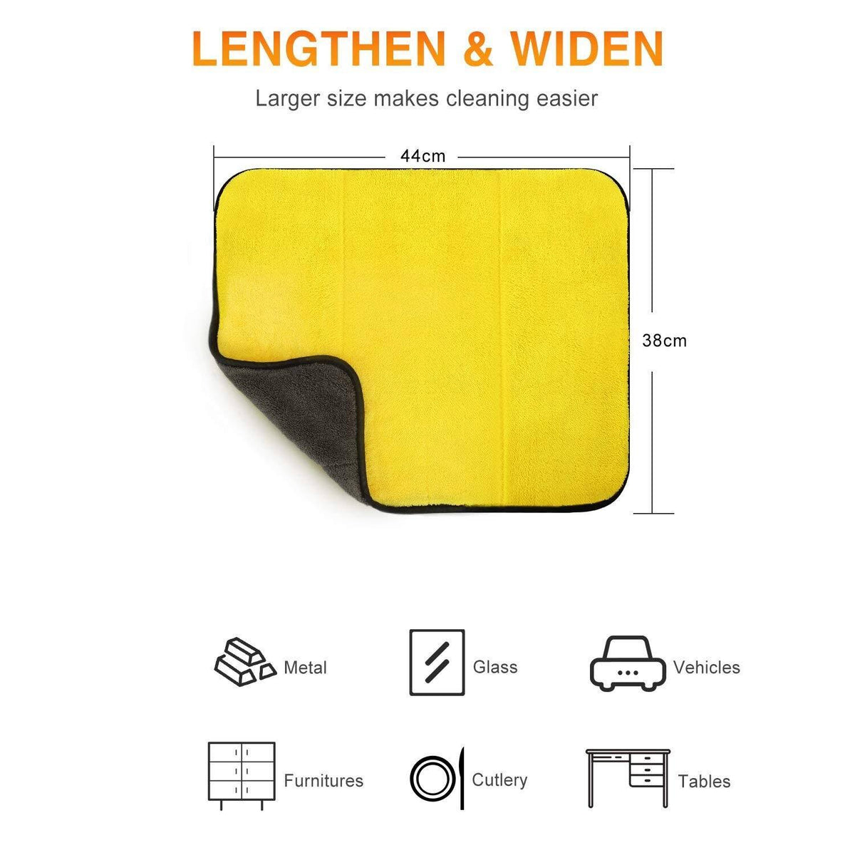 Microfiber Car Drying Towel 38x44CM, 1200gsm, Pack of 3 P2013