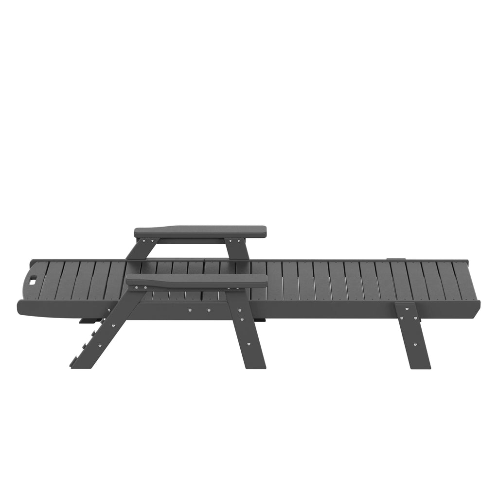 Gray 3-Piece Adirondack Chaise Lounge with Side Table Set Q12274