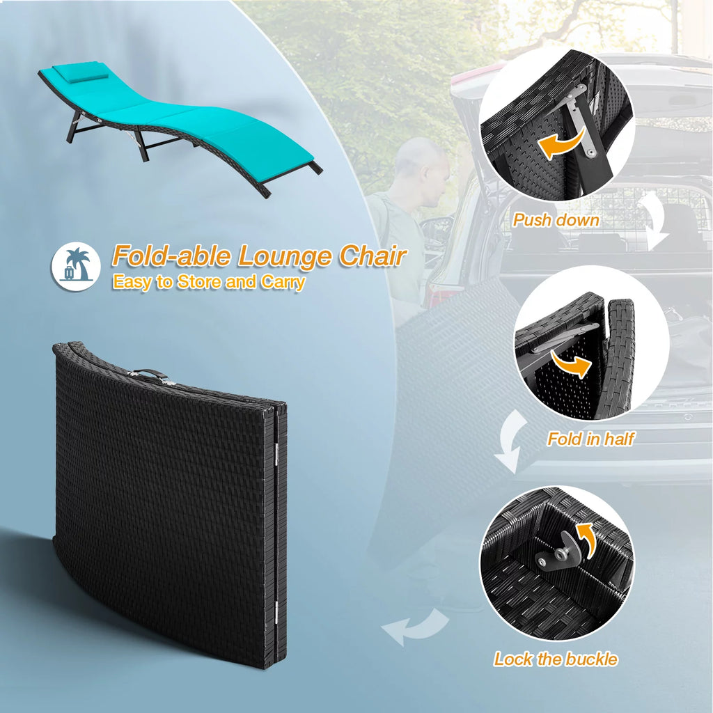 Blue Outdoor Chaise Lounge Chair Set B201875