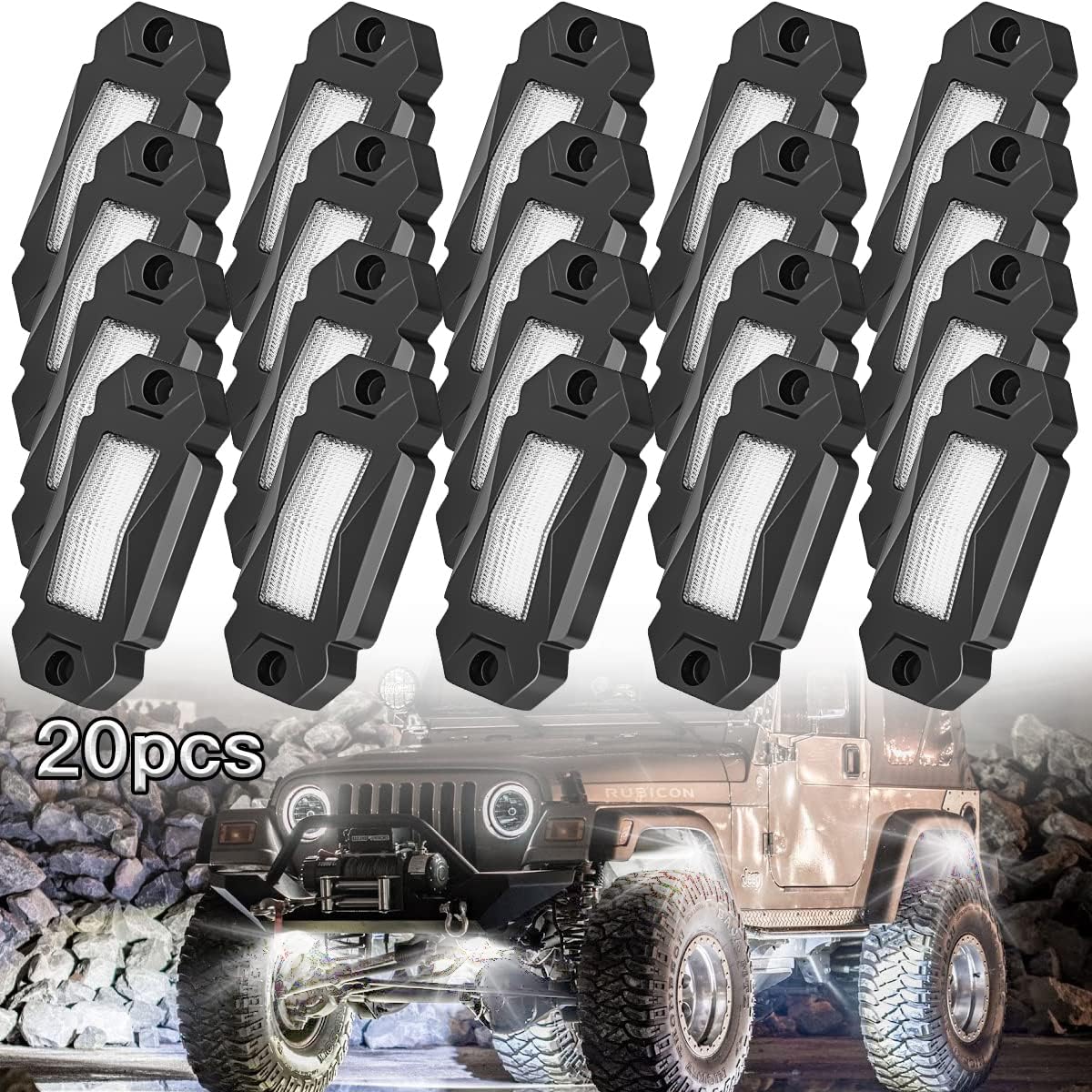 White LED Rock Lights 20PCS Waterproof E415800