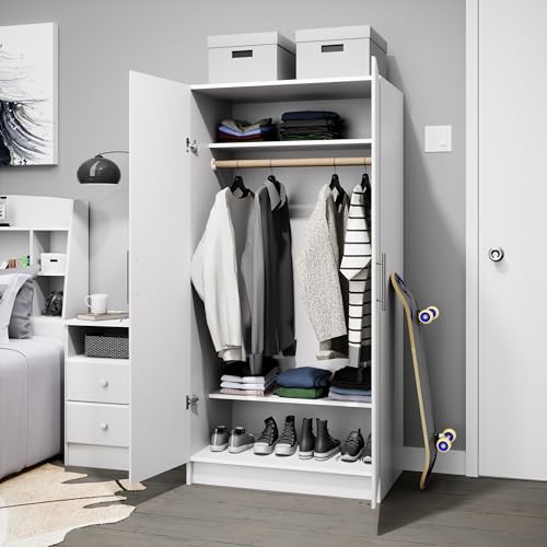 Gray 32" Storage Cabinet with Hanging Rail and Shelves G4764
