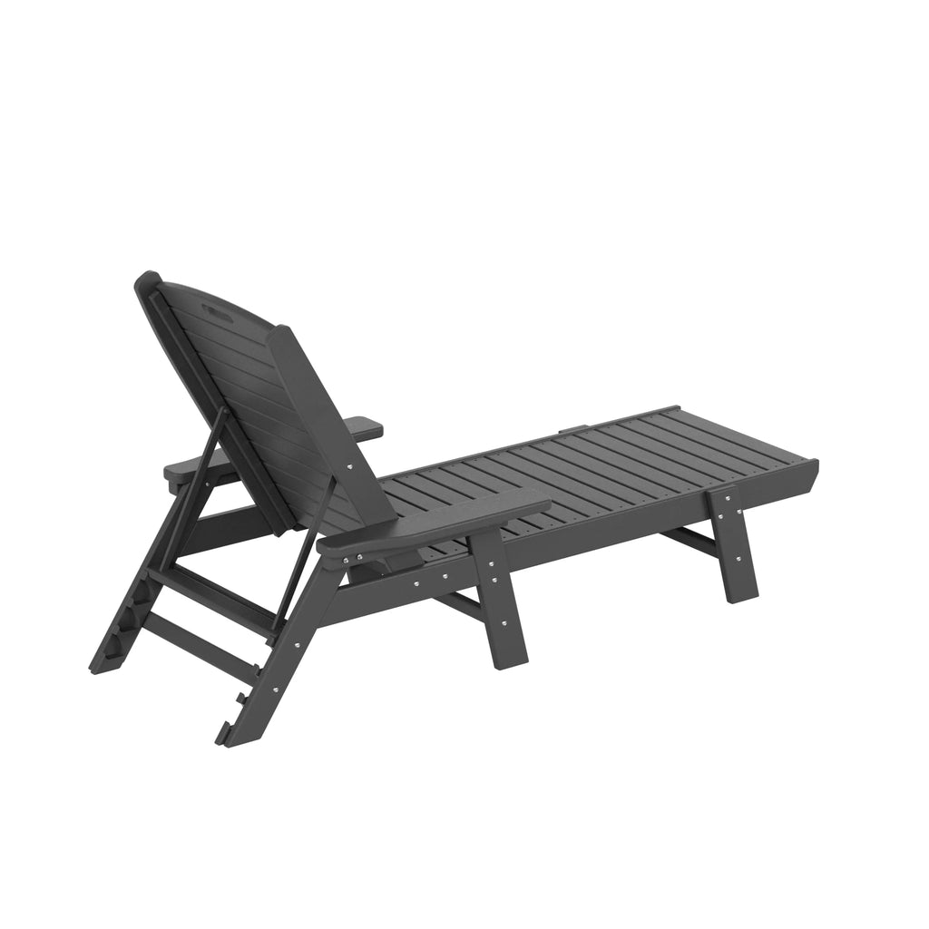 Gray 3-Piece Adirondack Chaise Lounge with Side Table Set Q12274