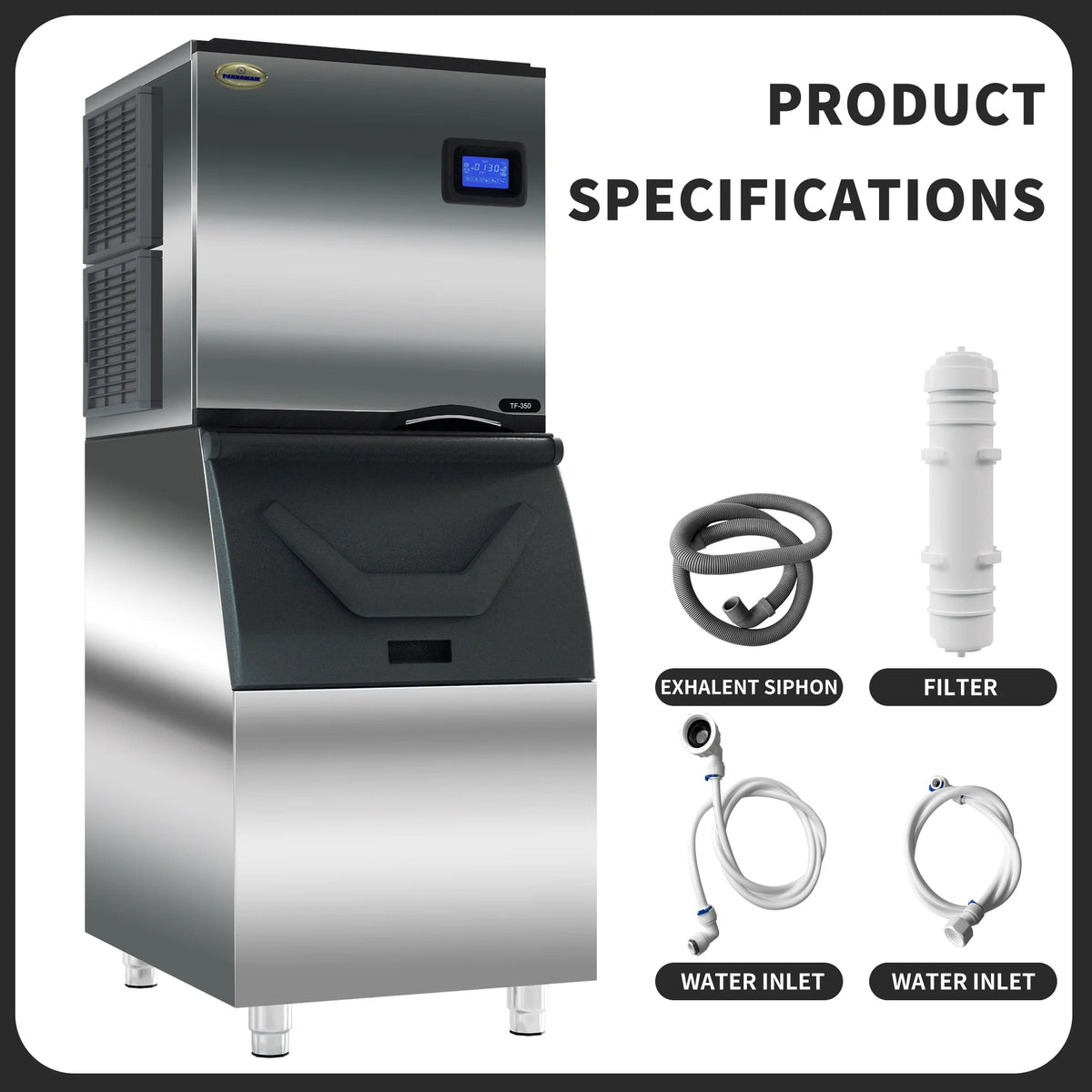 Commercial Ice Maker Machine with Stainless Steel Compressor H46204