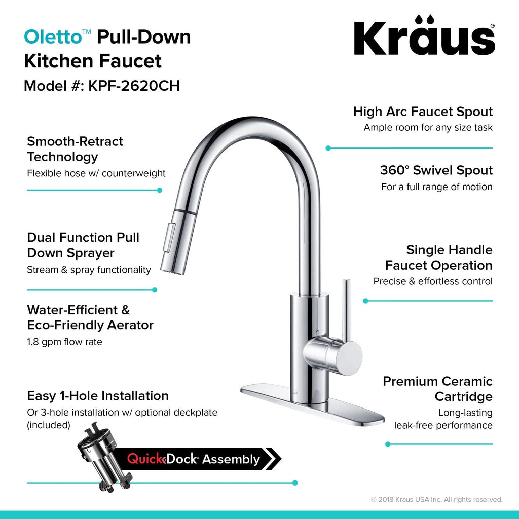 2-Function 1-Handle Pulldown Kitchen Faucet with Dispenser Faucet U416