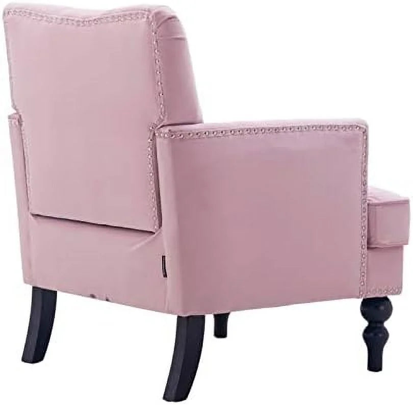 Pink Tufted Velvet Club Chair with Wooden Legs D823590