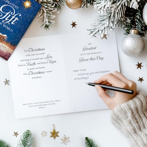 Boxed Christmas Cards with Envelopes & Stickers, Pack of 18 P650