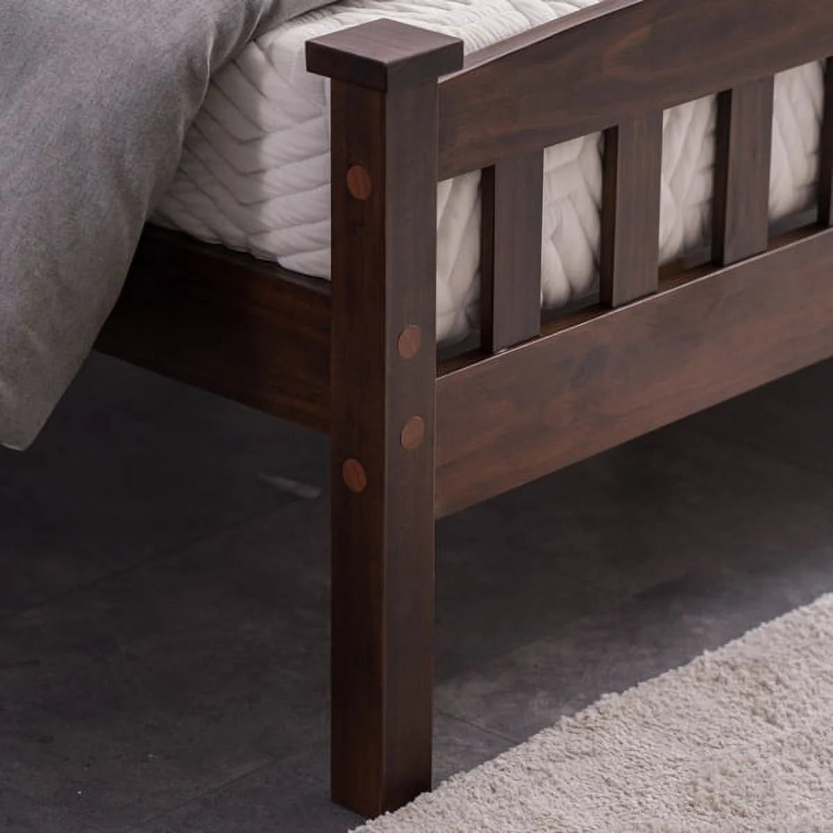 Full Size Pine Wood Platform Bed Frame with Headboard L738781