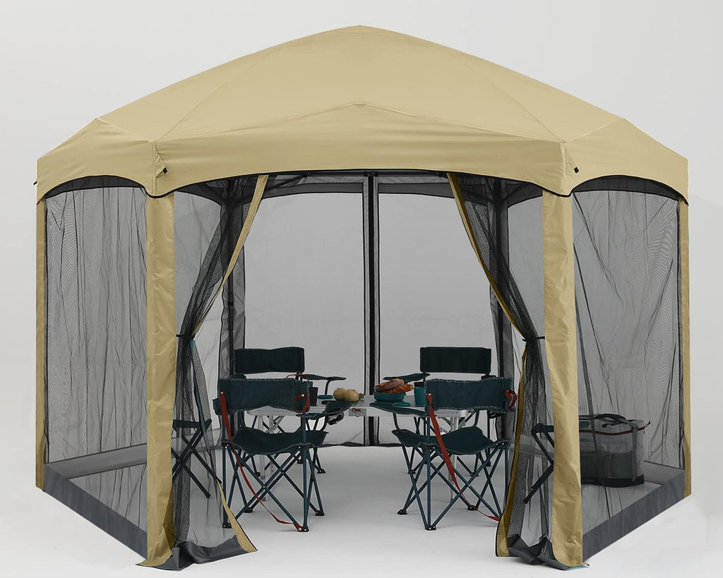 Pop Up 6 Sided Instant Screened Canopy Tent 12x10Ft White W832