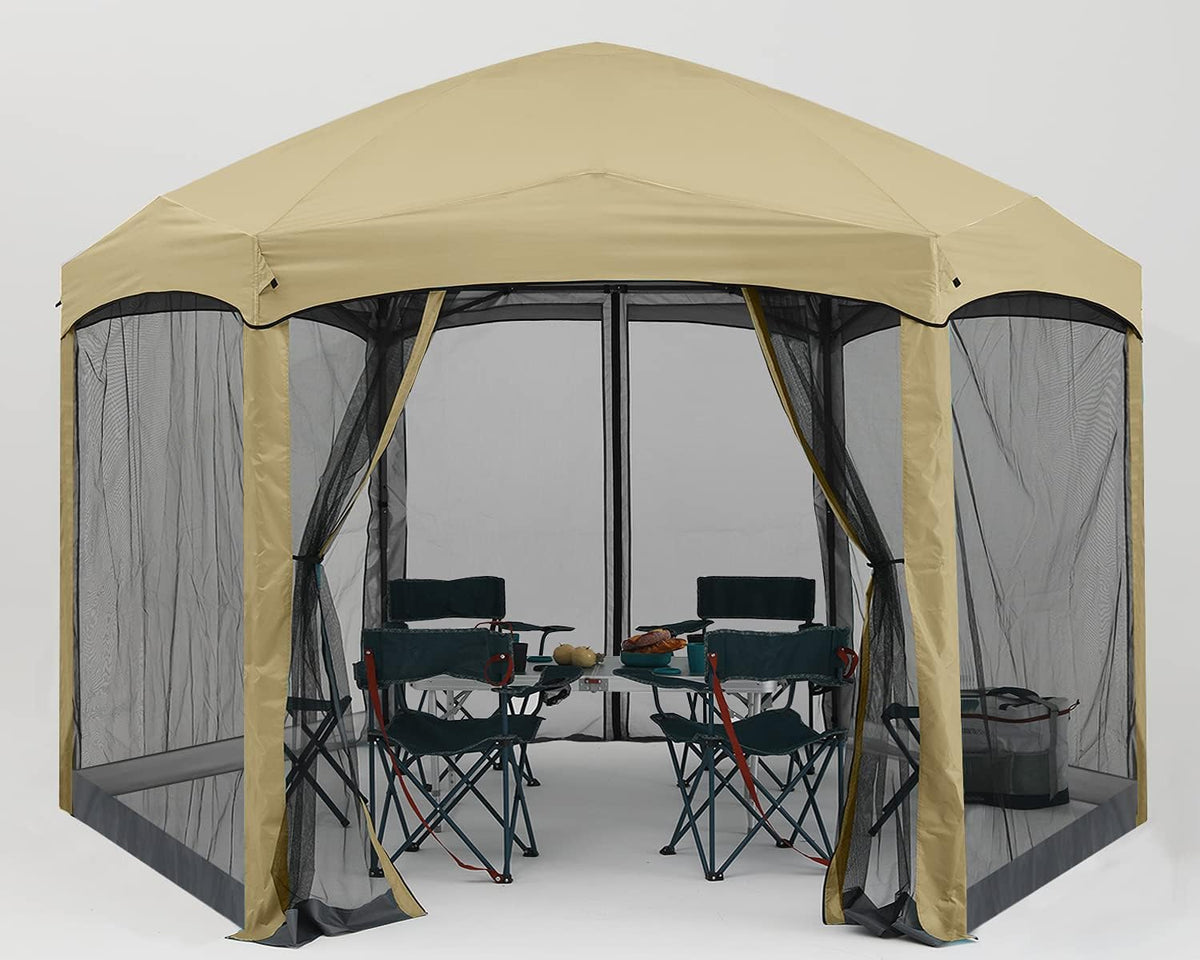 Pop Up 6 Sided Instant Screened Canopy Tent 12x10Ft White W832