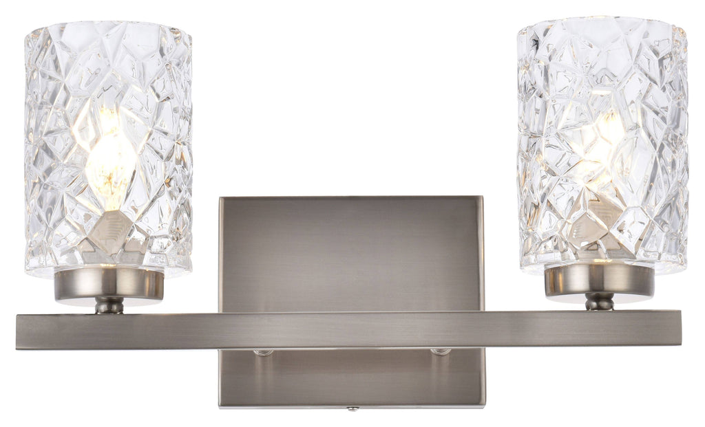 2 Lights Bath Sconce in Stain Nickel with Clear Shade A377