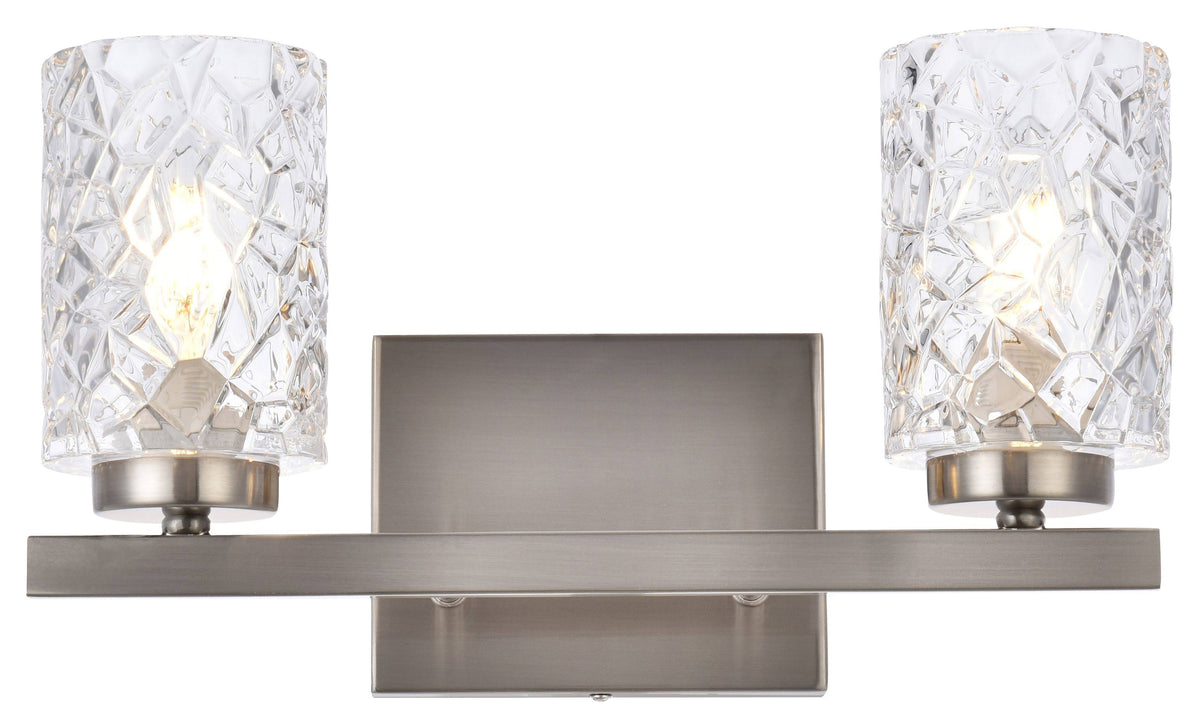 2 Lights Bath Sconce in Stain Nickel with Clear Shade A377