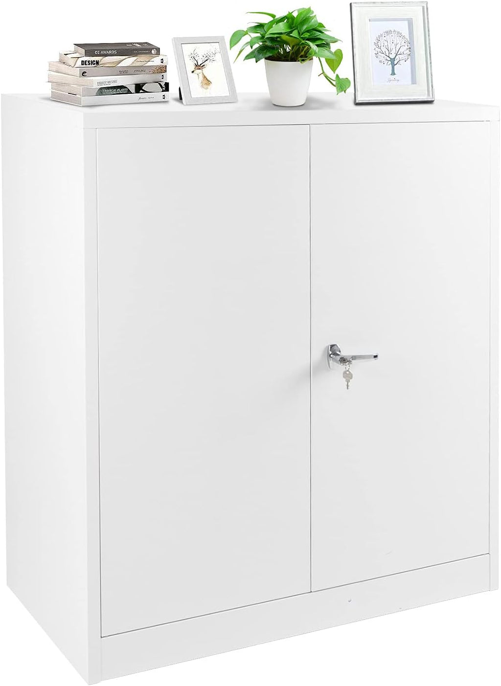 Black Metal Storage Cabinet with Locking Doors and Shelves R541557