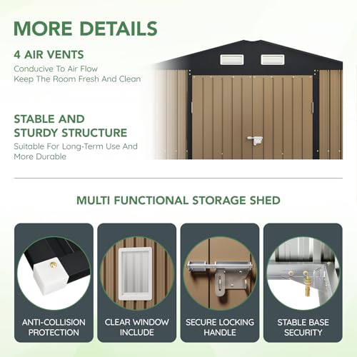 Brown Outdoor Steel Storage Shed O477
