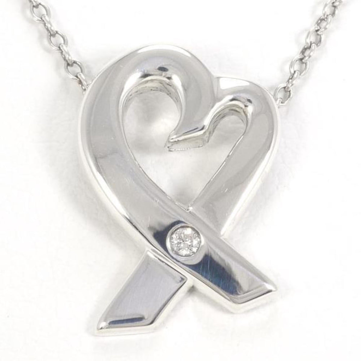 Loving Heart Silver Necklace Diamond 2.7g 43cm Jewelry L670
