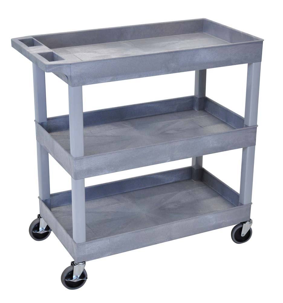 Gray Tub Cart 3 Shelves P360