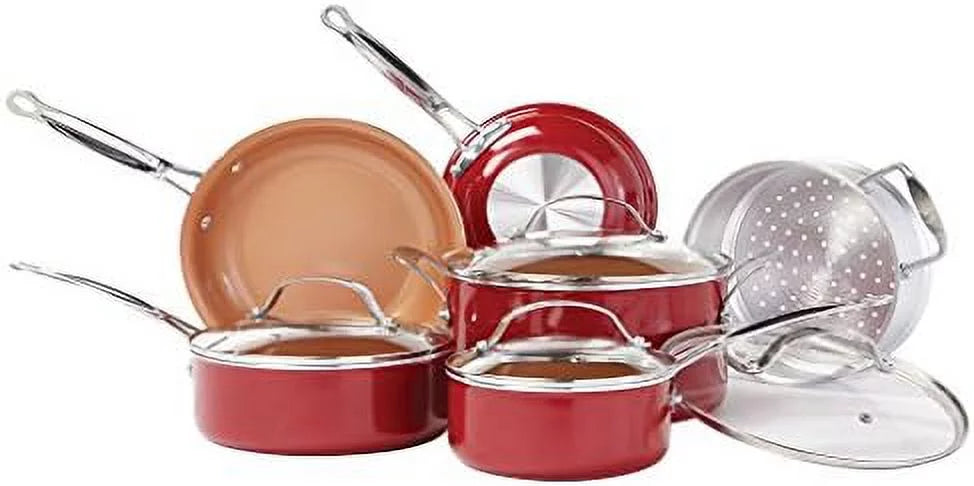 10 pc copper-infused ceramic non-stick cookware set T97745