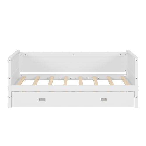 White Solid Wood Twin Size Daybed with Trundle G352