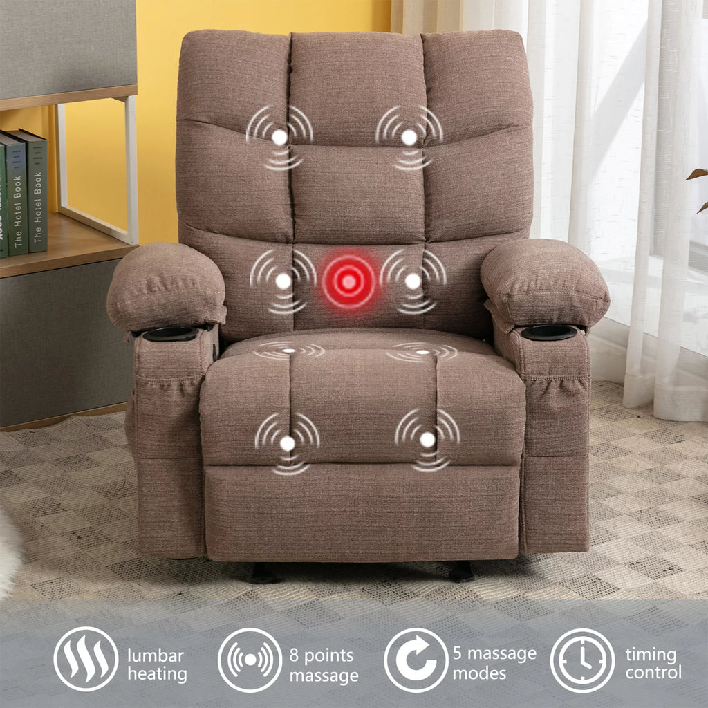 Manual Rocking Recliner Chair with 2 cup holders F4546