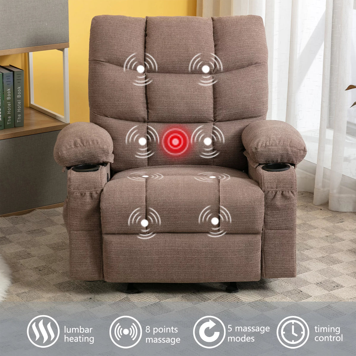 Manual Rocking Recliner Chair with 2 cup holders F4546