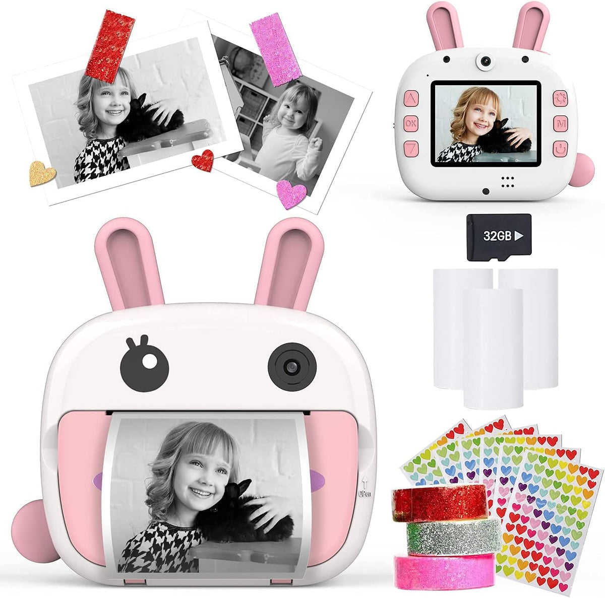 Instant Print Camera for Kids WiFi Zero Ink 4k with Paper Films 32GB V3385