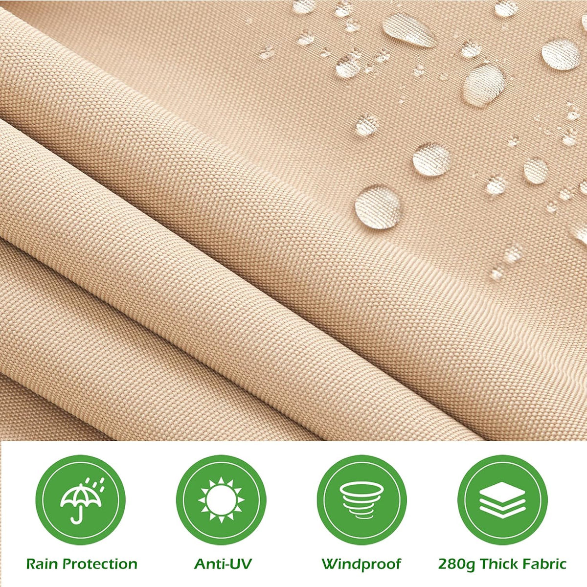 Beige Retractable Patio Awning with Manual Crank Handle V324