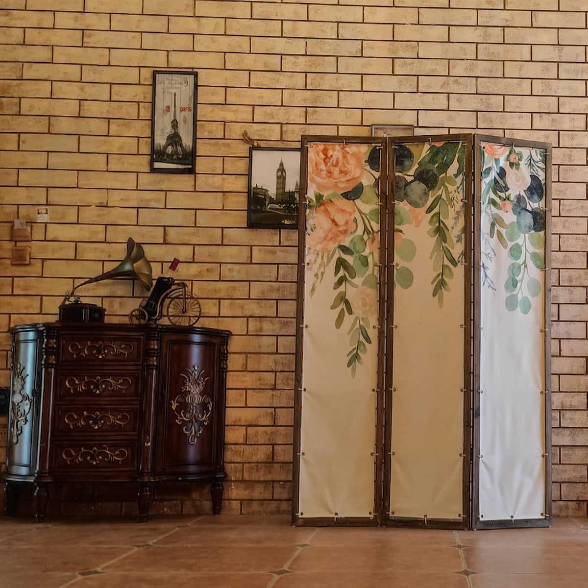 3-Panel Foldable Canvas Room Divider Screen 71'' Tall H407496