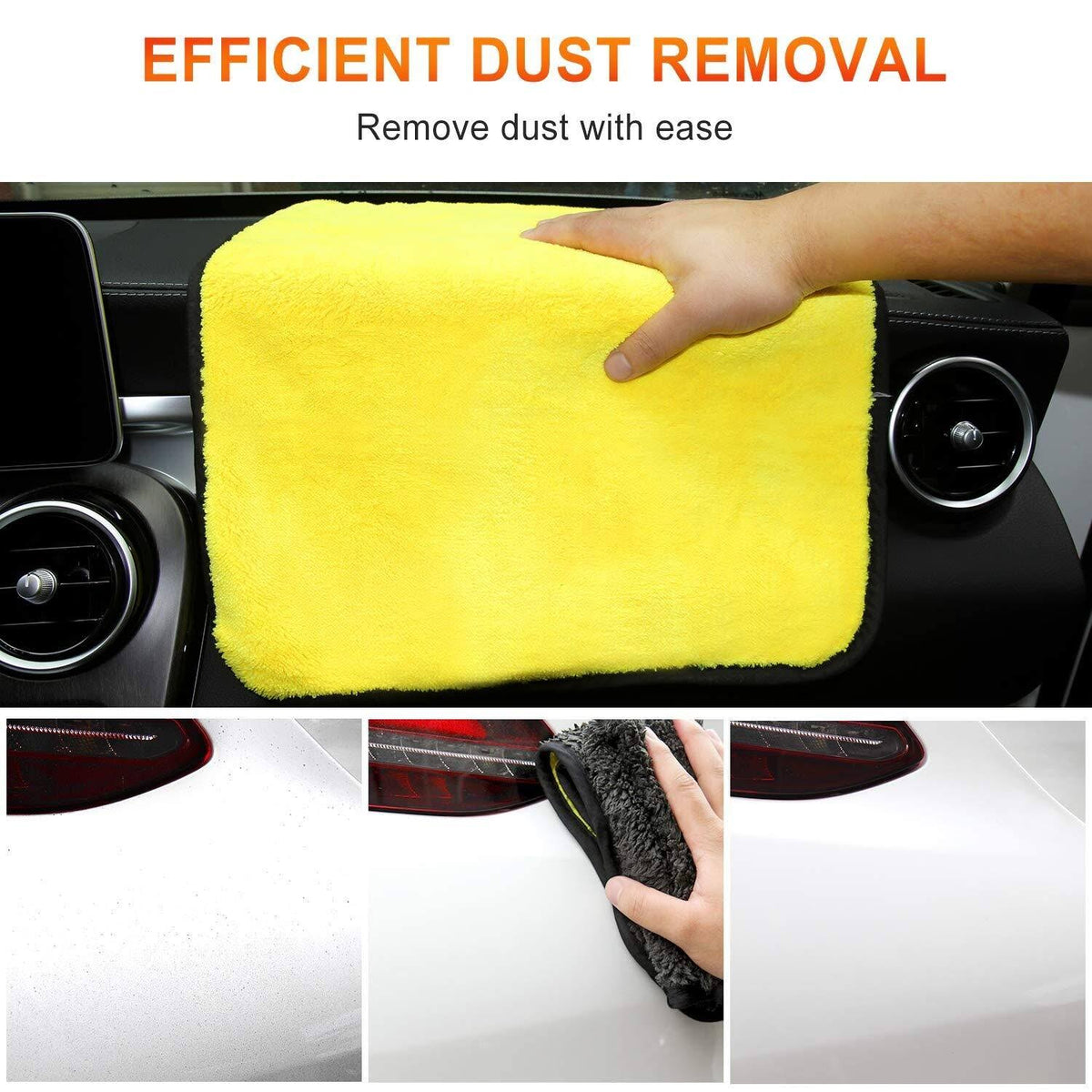 Microfiber Car Drying Towel 38x44CM, 1200gsm, Pack of 3 P2013