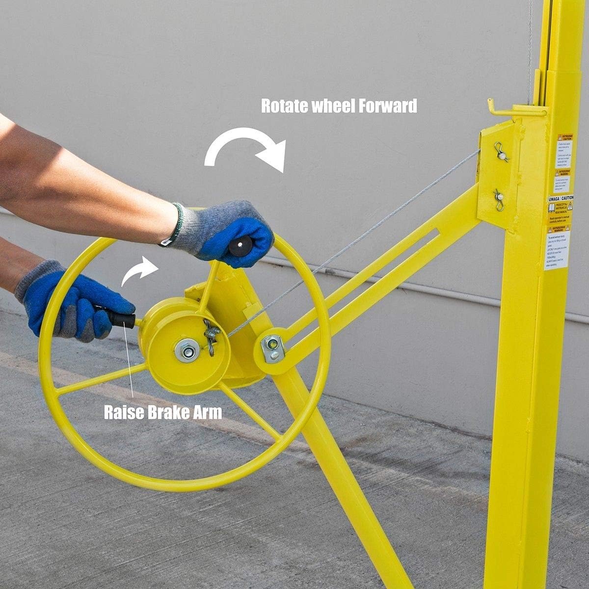 16 ft Drywall Rolling Lift Panel Hoist Jack with Caster Wheel F42741