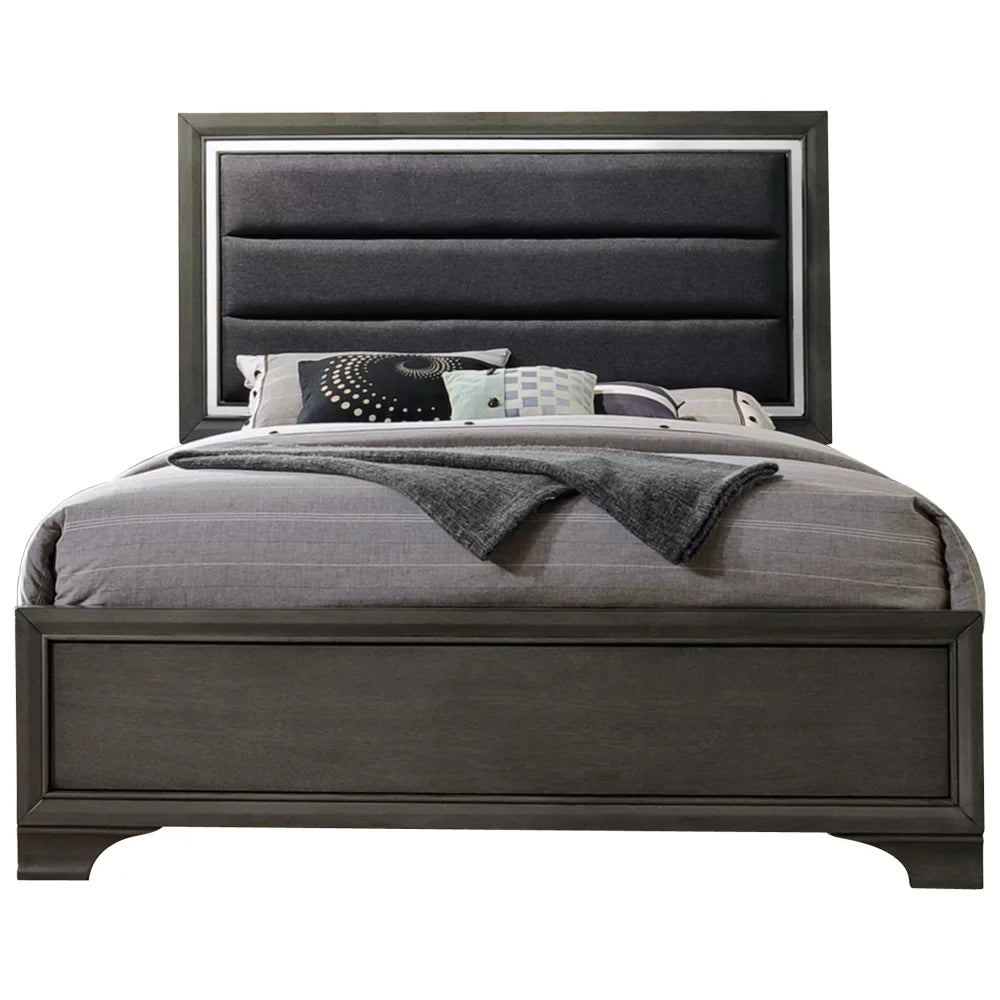5 Piece Queen Size Gray Wood Bedroom Set H144976