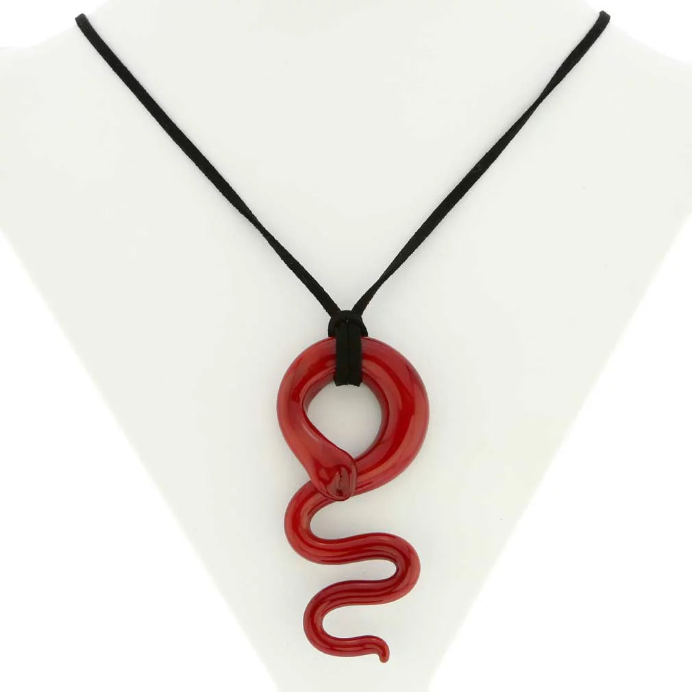 Red Murano Glass Pendant Necklace W4288