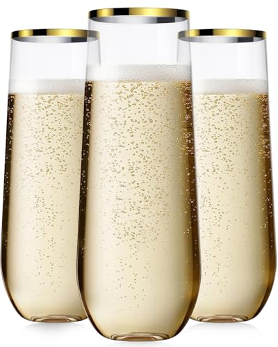 24 Pcak 9 Oz Plastic Champagne Flutes V93327