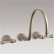 Brushed Bronze Wall Mount Faucet Trim with Traditional Lever Handles and 12x22 Spout H3453