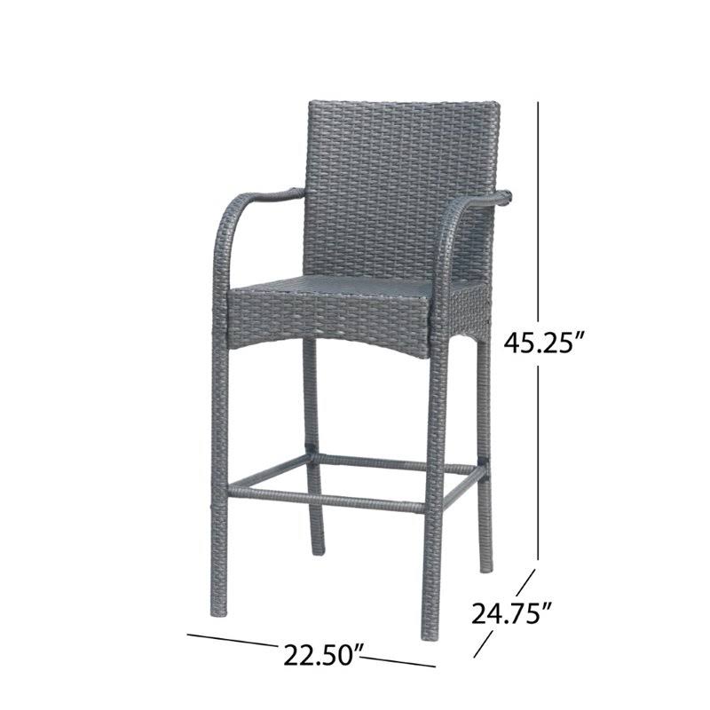 Gray Wicker Barstool Chair (Set of 2) N690