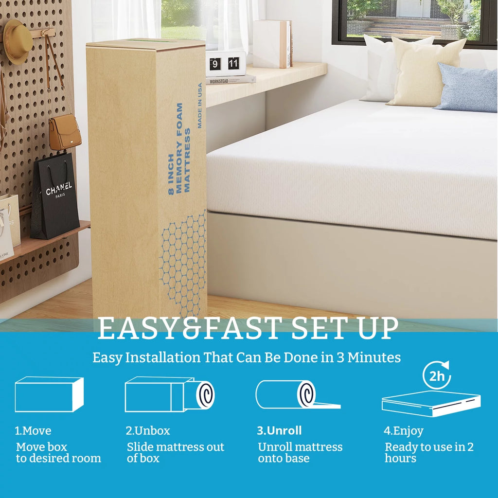 8 inch Gel Memory Foam Twin Mattress Z912574
